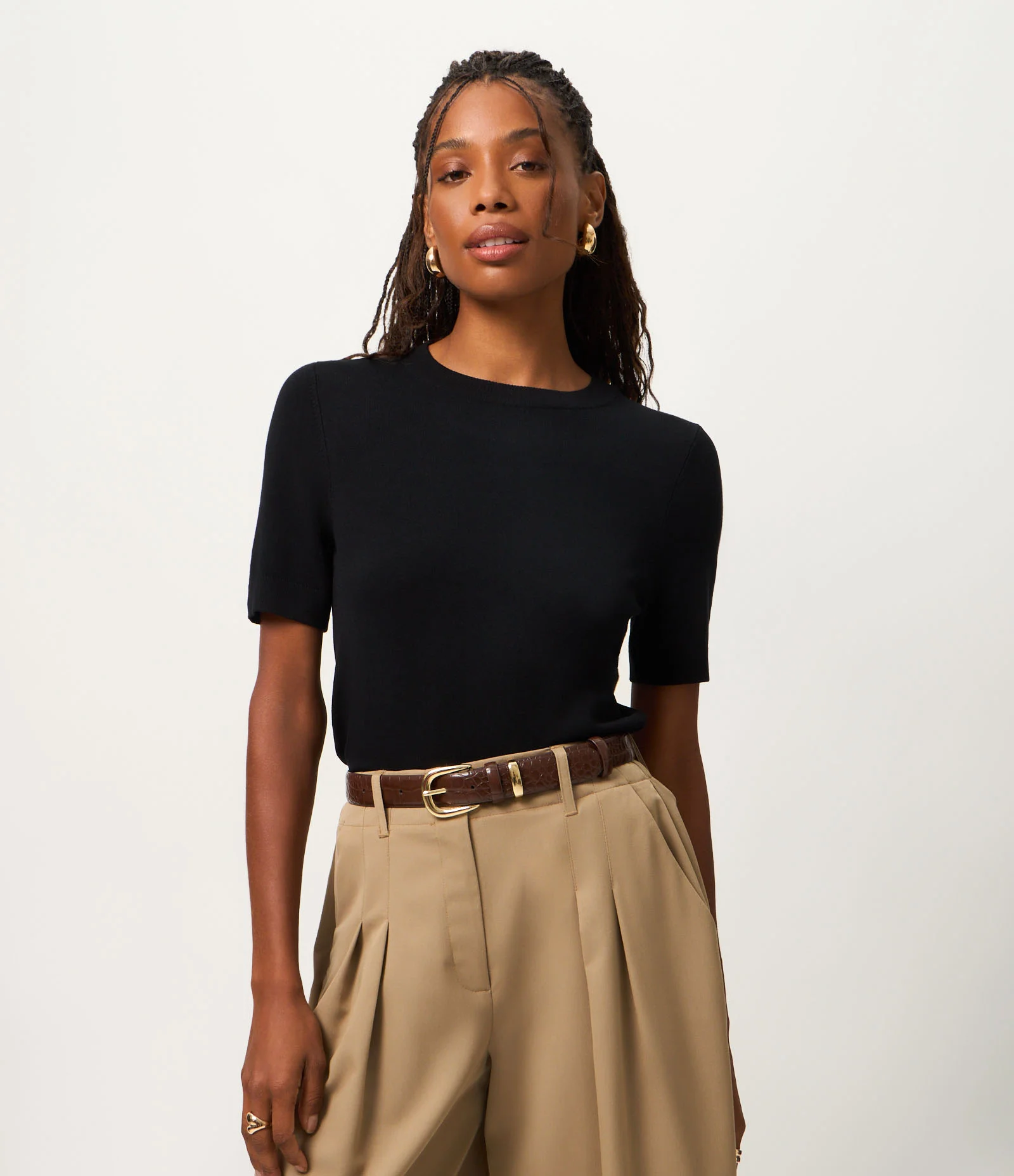 Blusa em Tricô com Manga Curta Preto 1