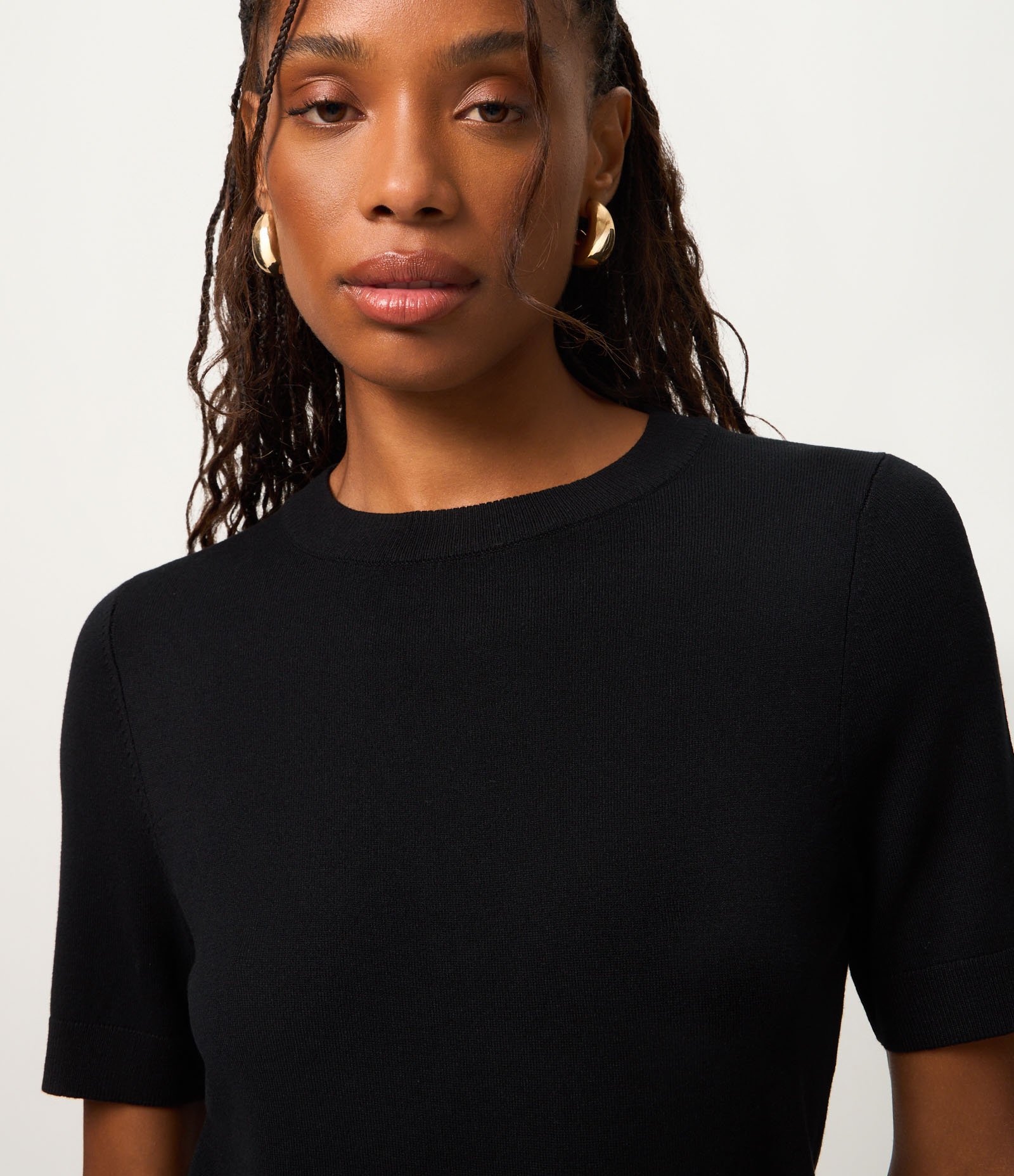 Blusa em Tricô com Manga Curta Preto 3