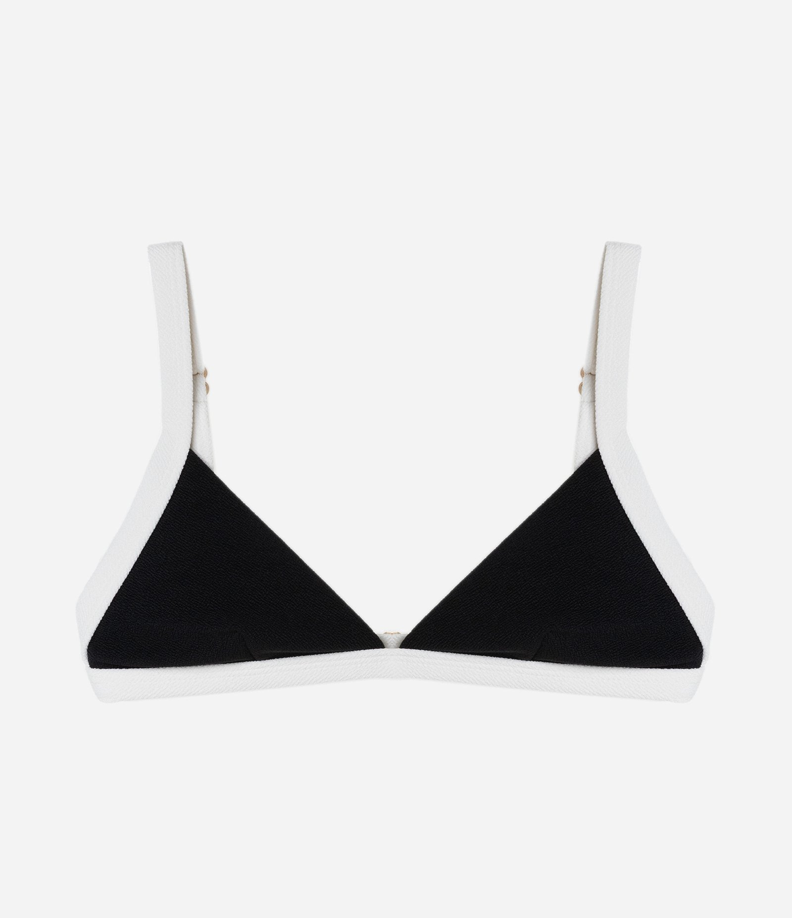 Biquíni Top Triângulo Fixo em Microfibra Texturizada com Viés Contrastante Preto 4