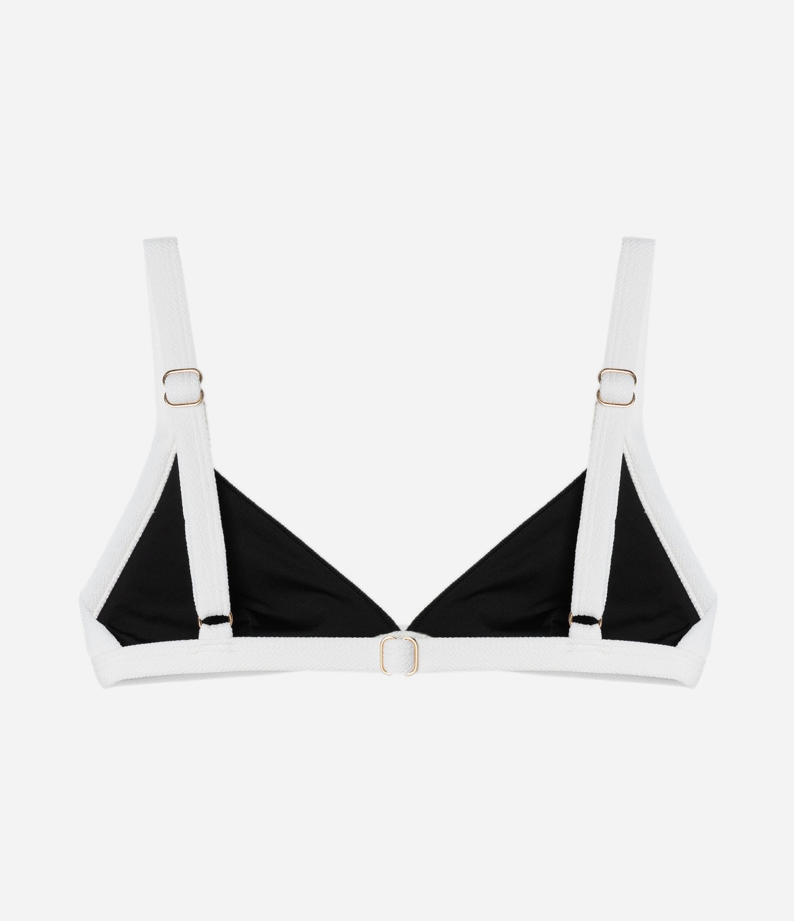 Biquíni Top Triângulo Fixo em Microfibra Texturizada com Viés Contrastante Preto 5