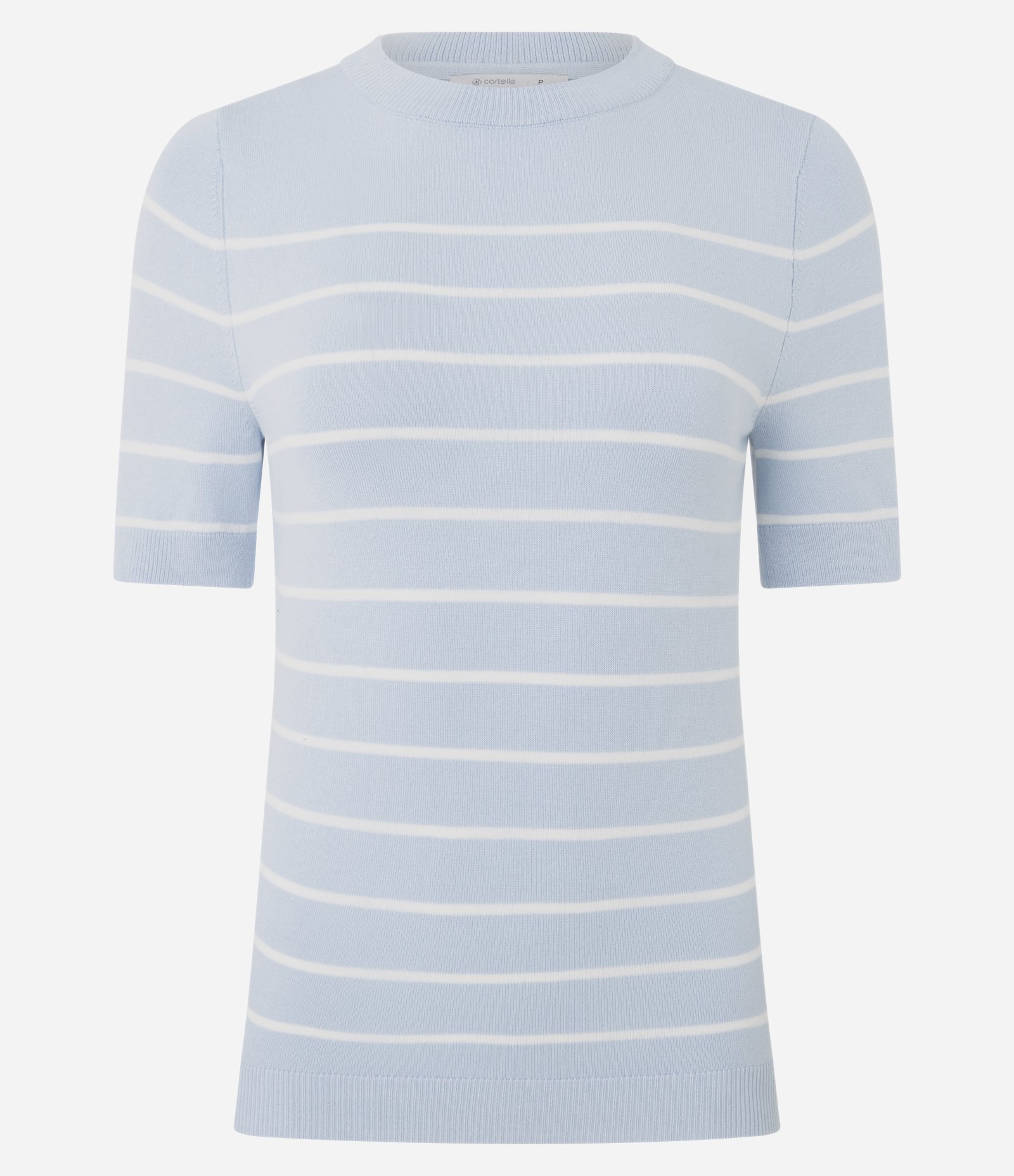 Blusa Manga Curta em Tricô com Estampa Listrada Azul 5