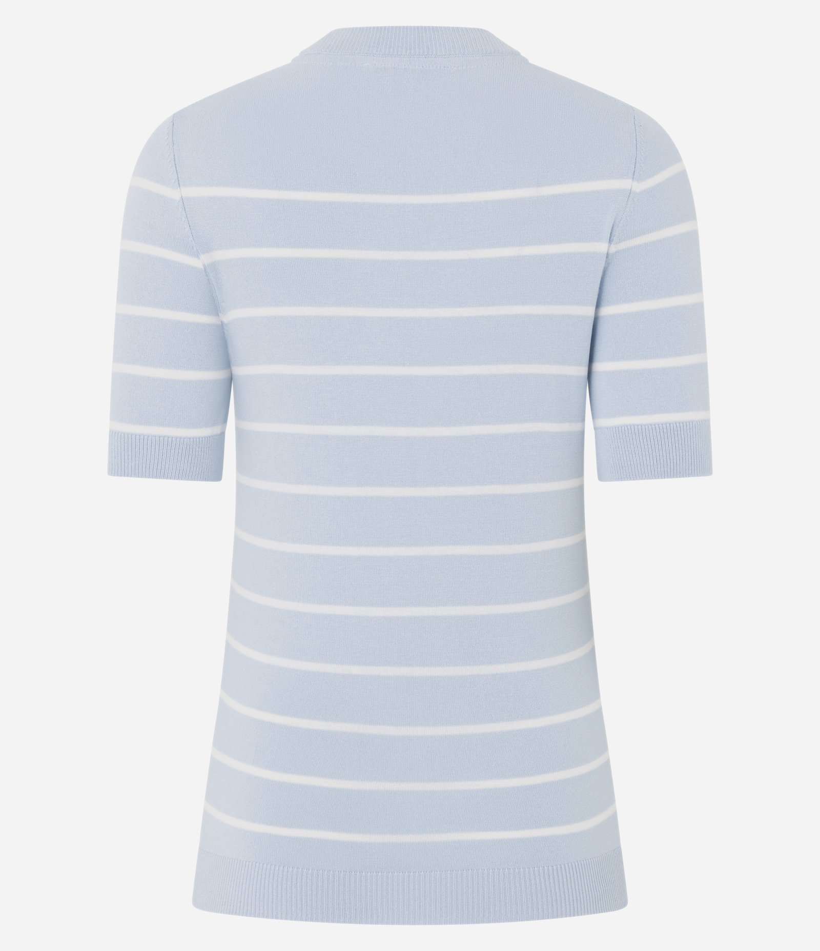 Blusa Manga Curta em Tricô com Estampa Listrada Azul 7