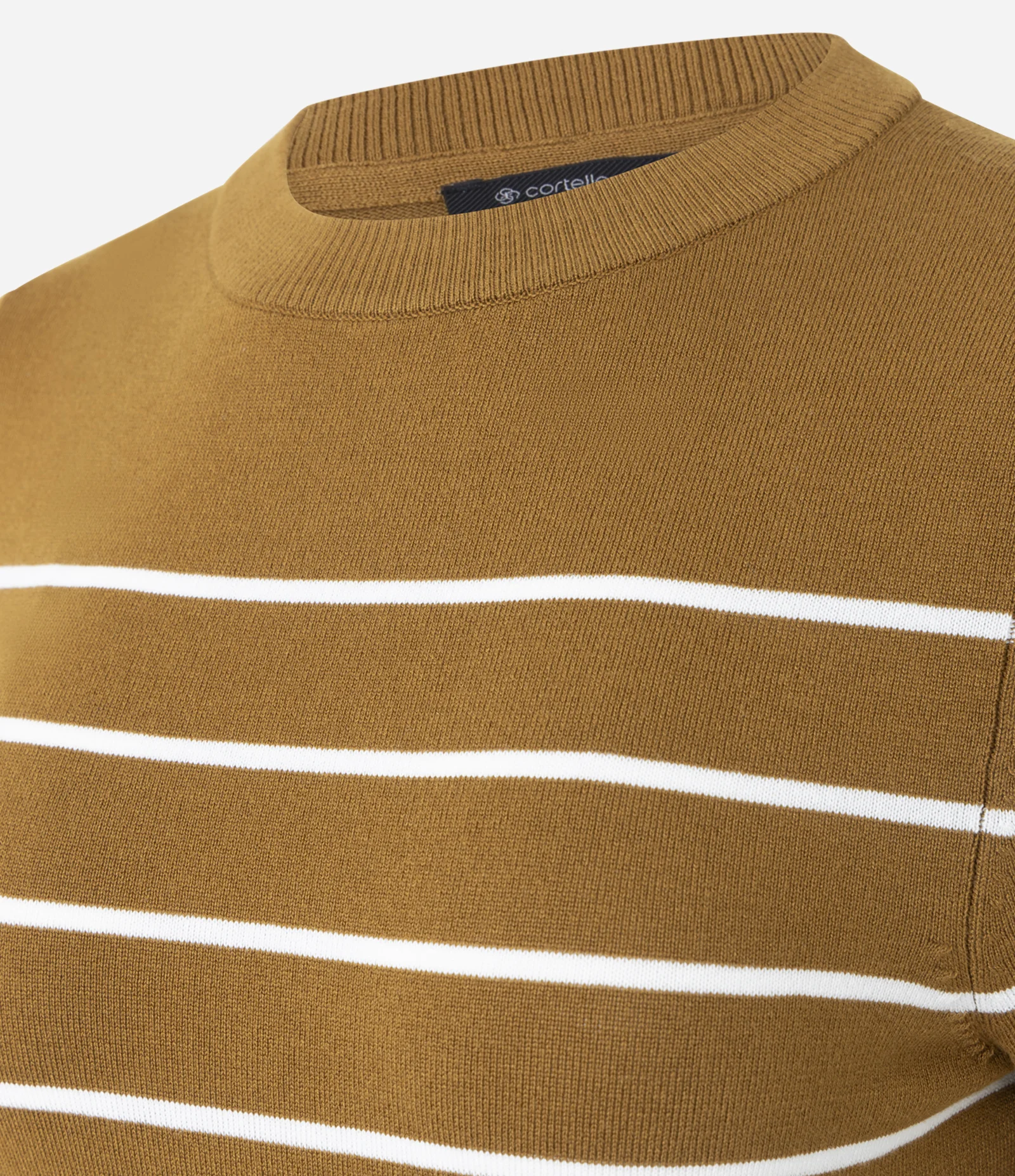 Blusa Manga Curta em Tricô com Estampa Listrada Marrom 2