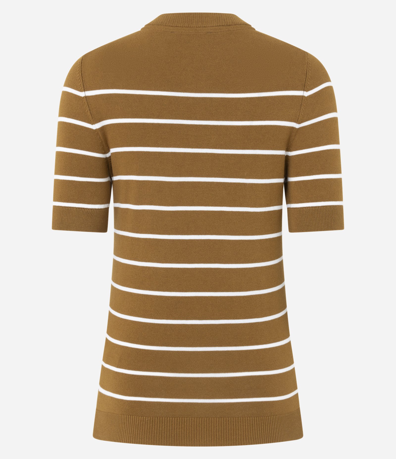 Blusa Manga Curta em Tricô com Estampa Listrada Marrom 3