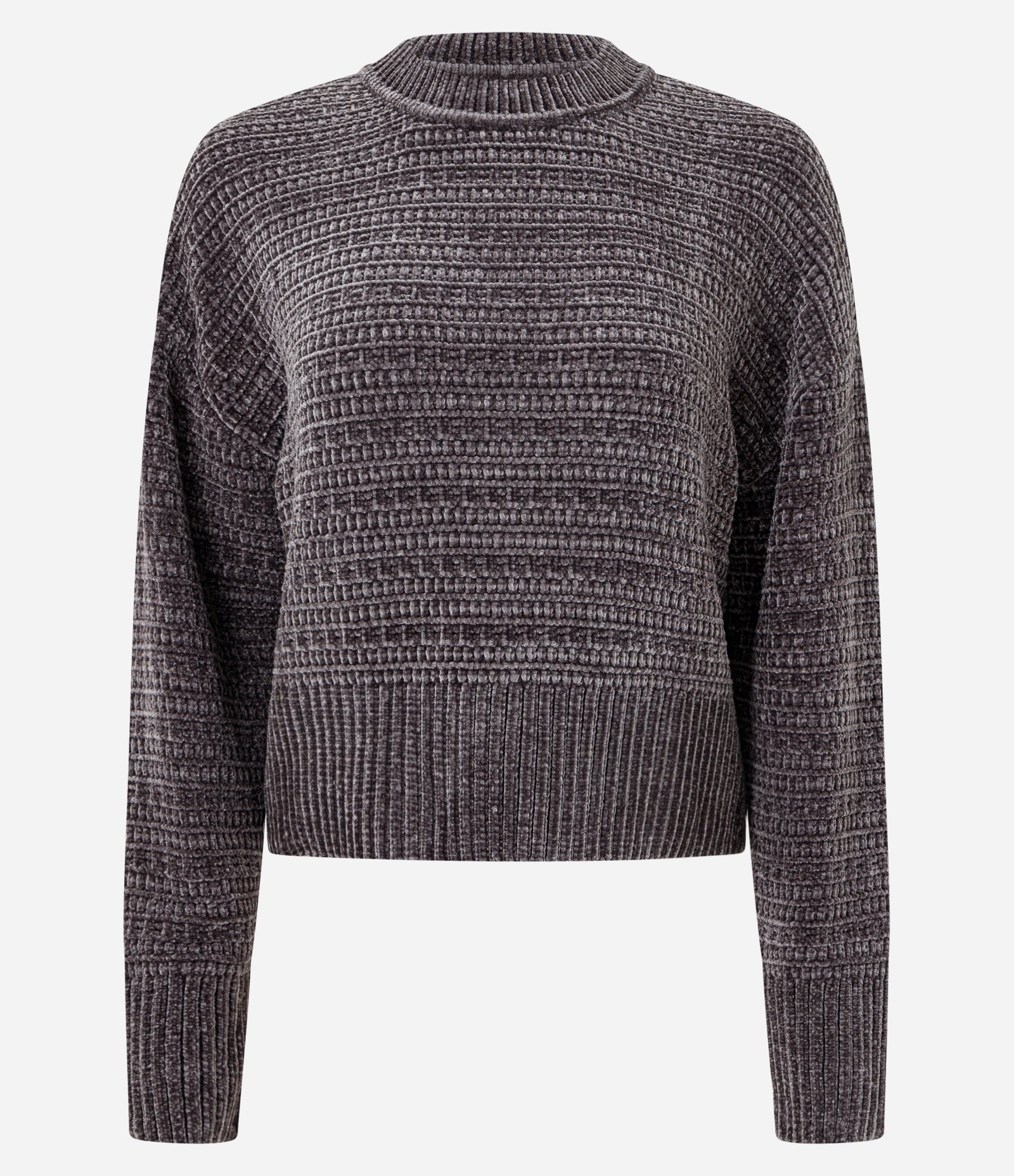 Suéter Regular e Texturizado em Tricô Chenille Cinza 5