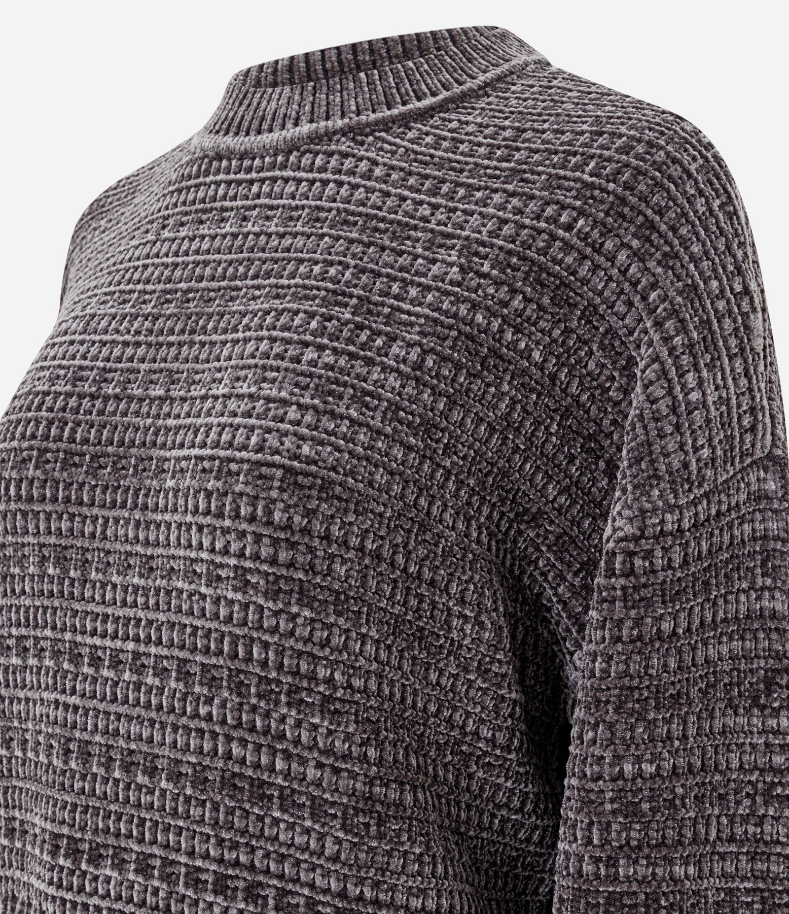 Suéter Regular e Texturizado em Tricô Chenille Cinza 6