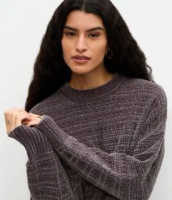 Suéter Regular e Texturizado em Tricô Chenille