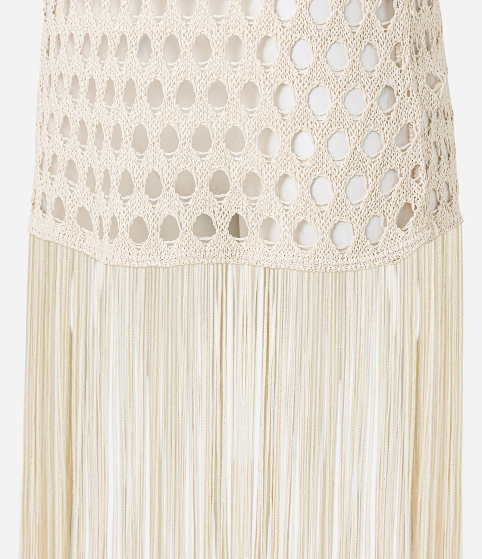 Saída de Praia Vestido em Crochê com Franjas Bege 5