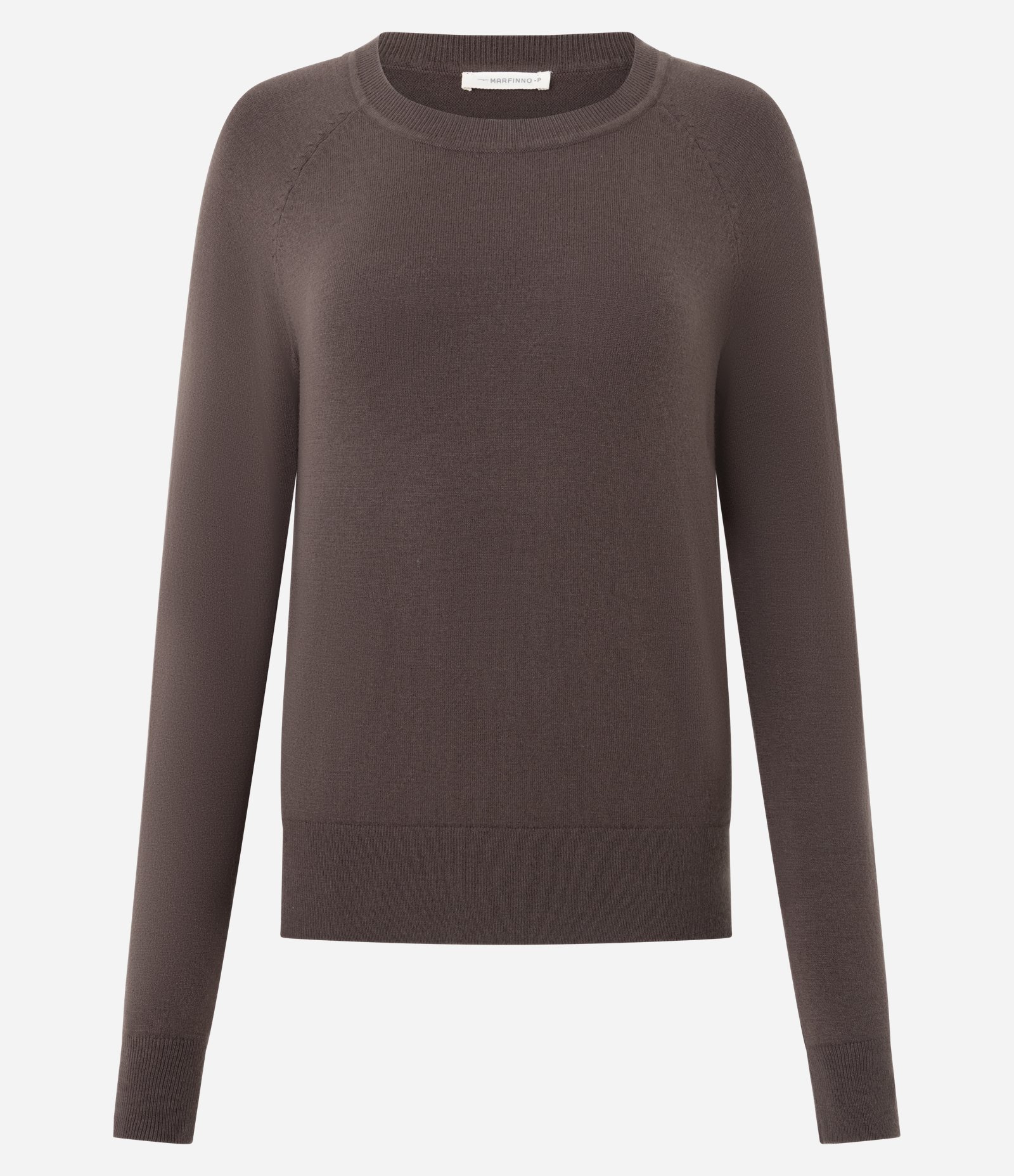 Suéter em Tricô com Gola Redonda Marrom Escuro 5