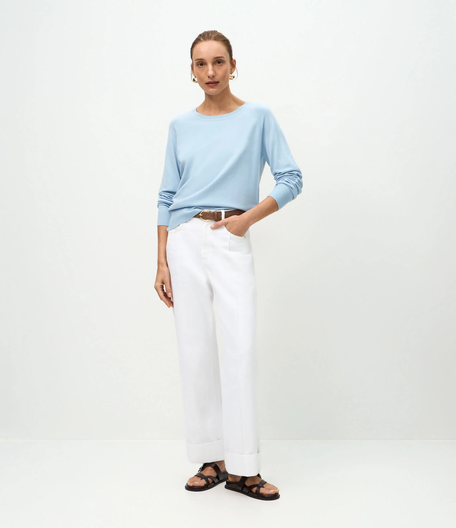 Suéter em Tricô com Gola Redonda Azul 2