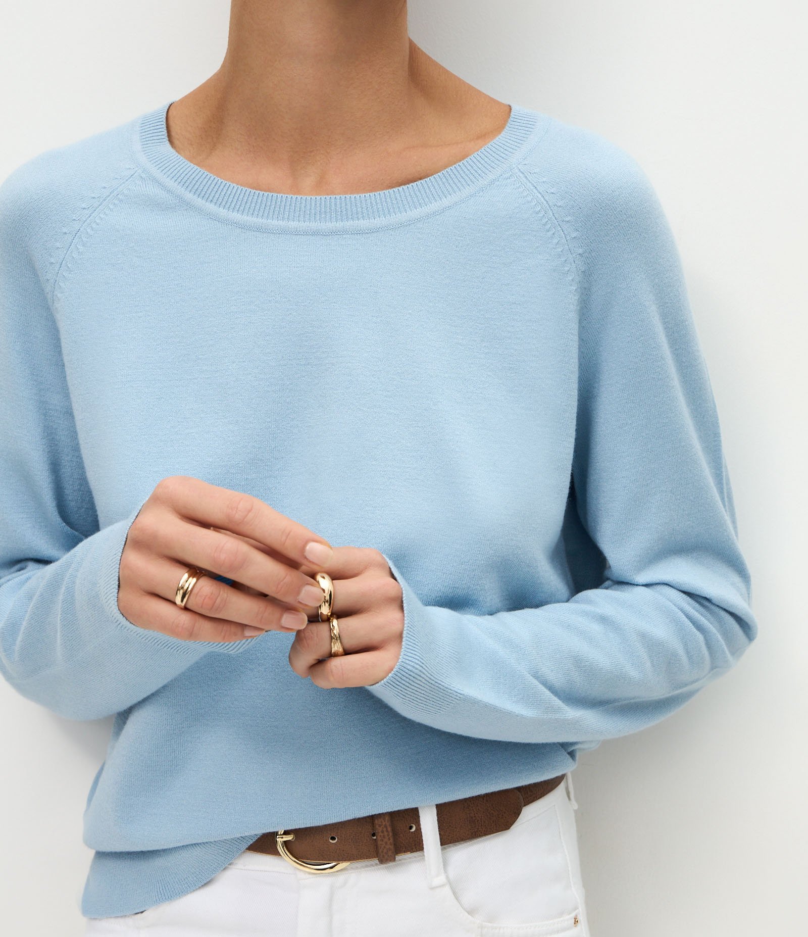 Suéter em Tricô com Gola Redonda Azul 3