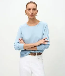 Suéter em Tricô com Gola Redonda