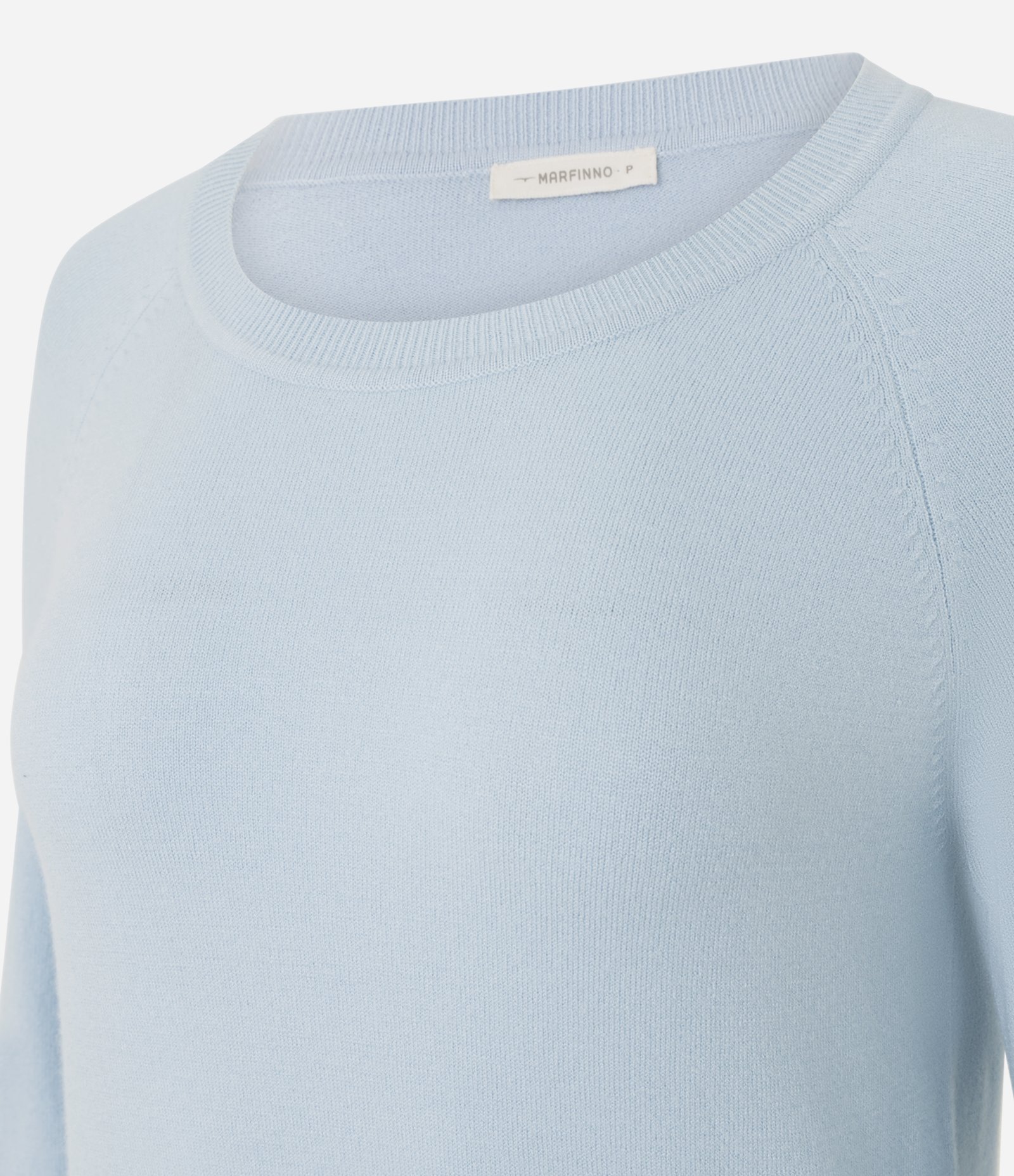 Suéter em Tricô com Gola Redonda Azul 6