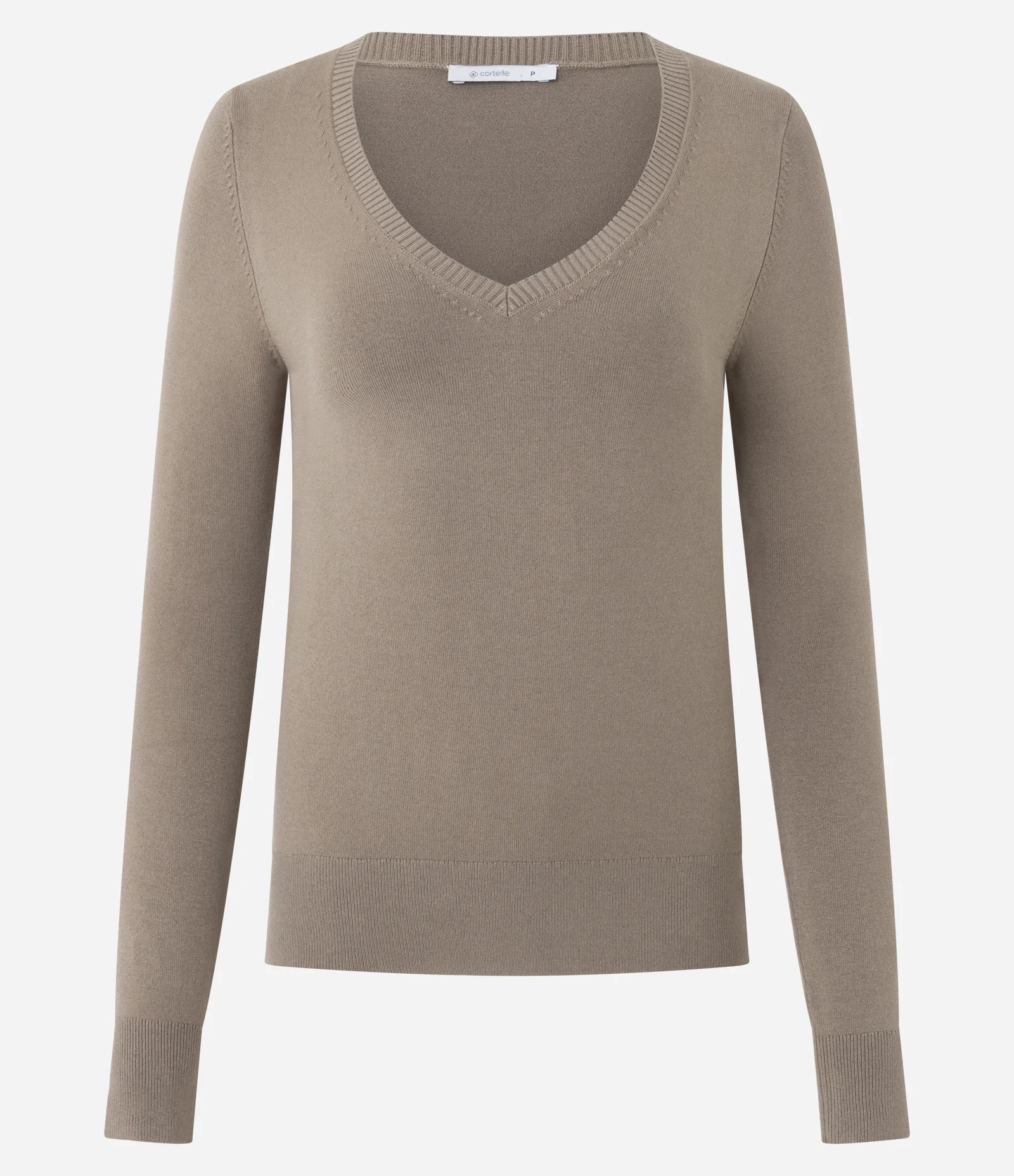 Blusa Básica em Tricô Leve com Decote V Marrom 1