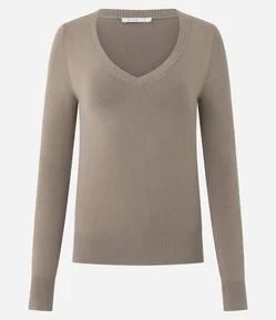 Blusa Básica em Tricô Leve com Decote V