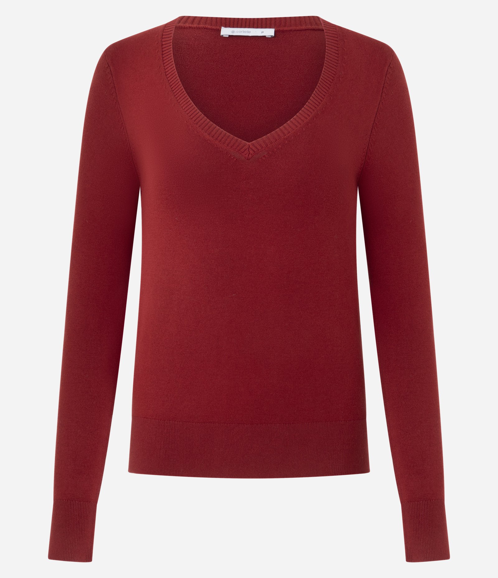 Blusa Básica em Tricô Leve com Decote V Vermelho 1