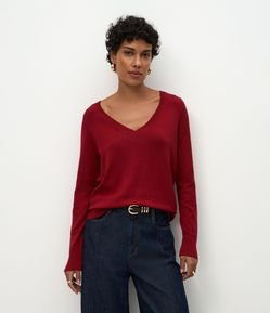 Blusa Básica em Tricô Leve com Decote V