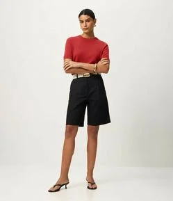 Blusa em Tricô com Manga Curta