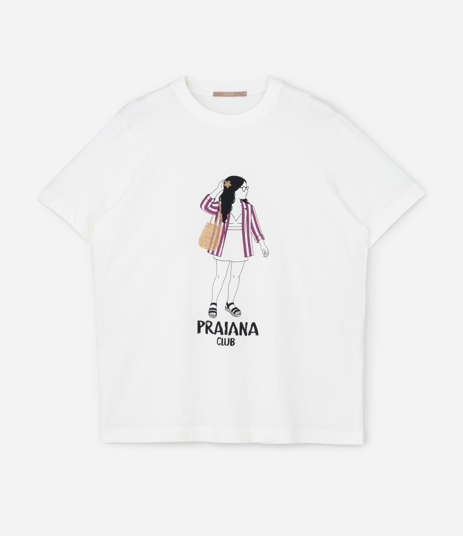 Camiseta Alongada em Algodão com Estampa Praiana e Detalhe Bordado Curve & Plus Size Branco 4