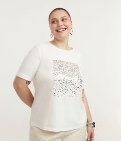 Blusa em Algodão com Chuva de Paetê Curve & Plus Size