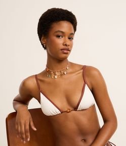 Biquíni Top Cortininha em Microfibra com Viés Contrastante