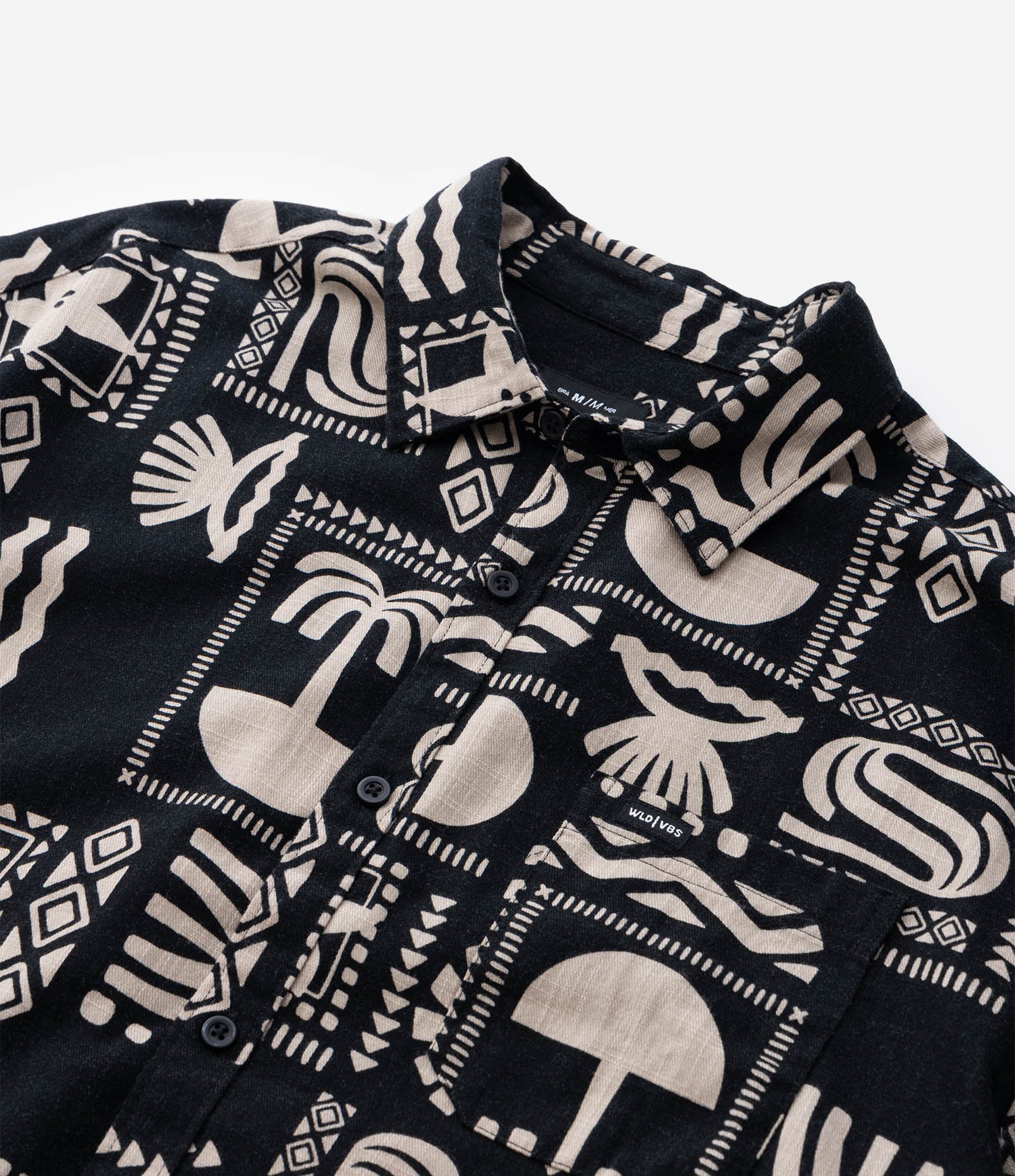 Camisa Relaxed em Tricoline com Estampa Verão Abstrata Preto 7