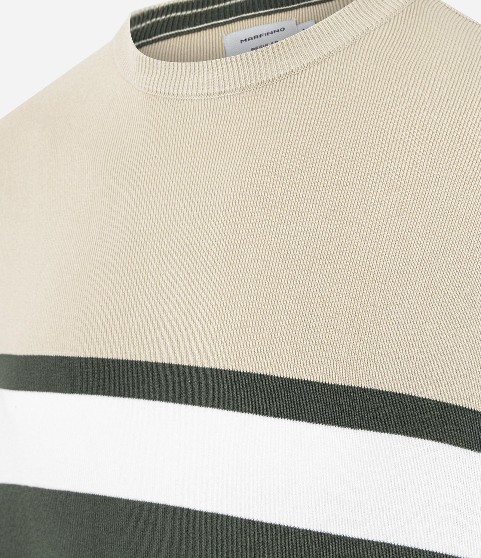 Suéter Regular em Viscose com Bloco de Cores Bege/Branco/Verde 6