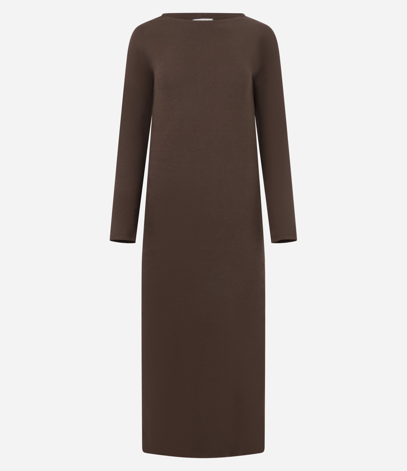 Vestido Reto Midi em Cotton com Fenda na Barra Marrom 5