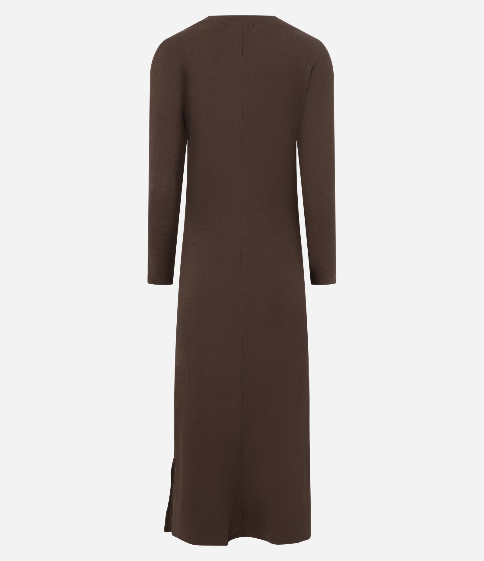 Vestido Reto Midi em Cotton com Fenda na Barra Marrom 6