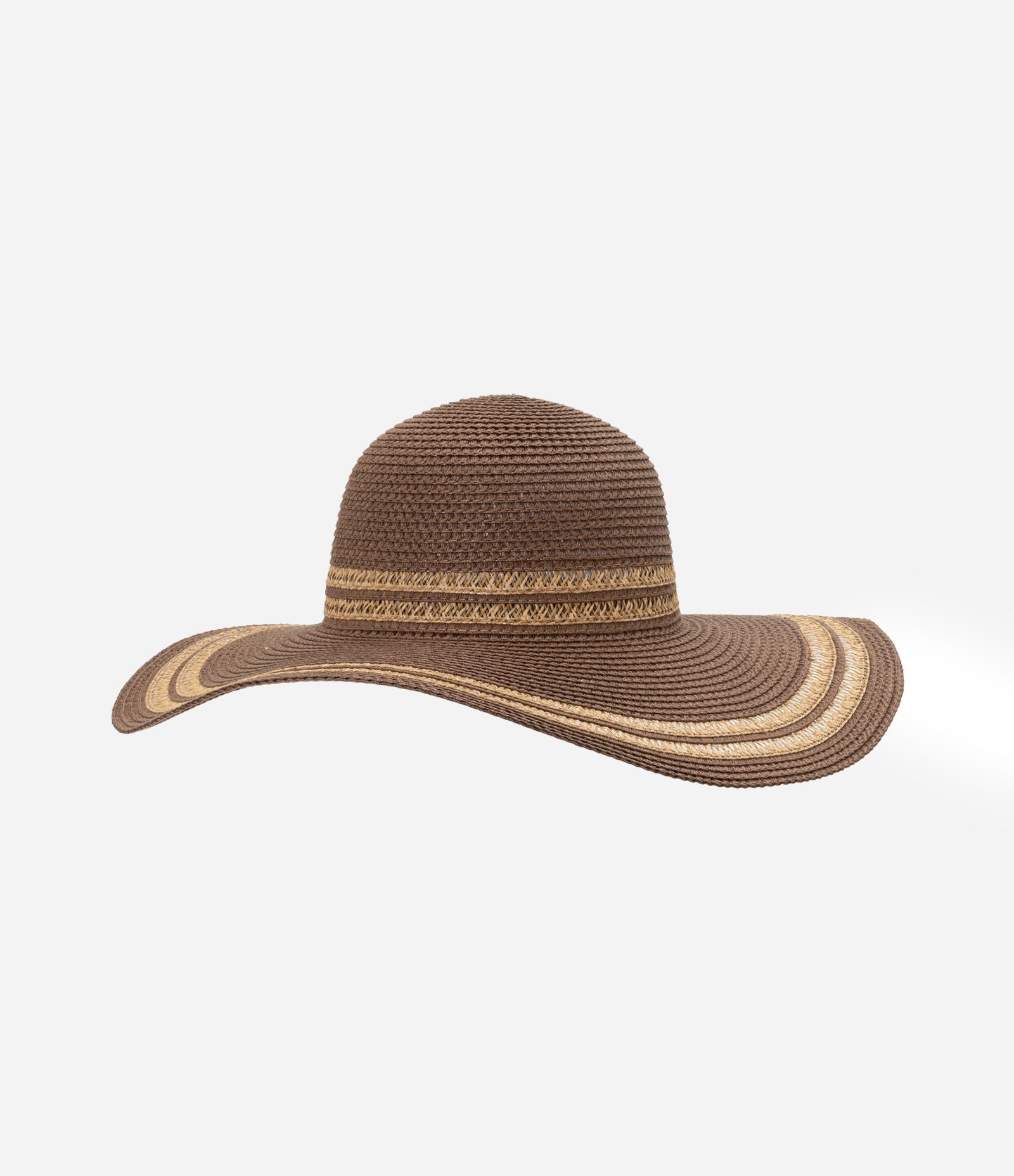 Chapéu de Palha com Aba Grande com Detalhamento Bicolor Marrom 2