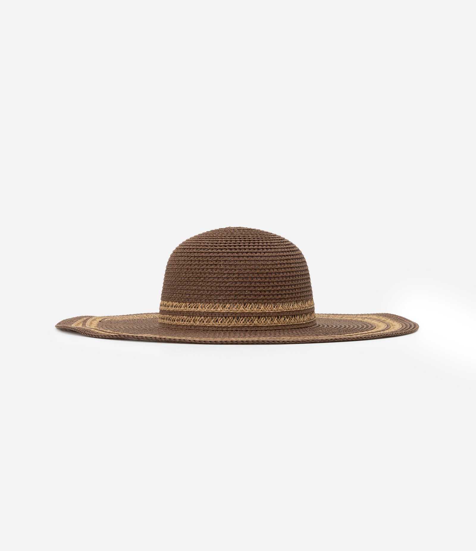 Chapéu de Palha com Aba Grande com Detalhamento Bicolor Marrom 3