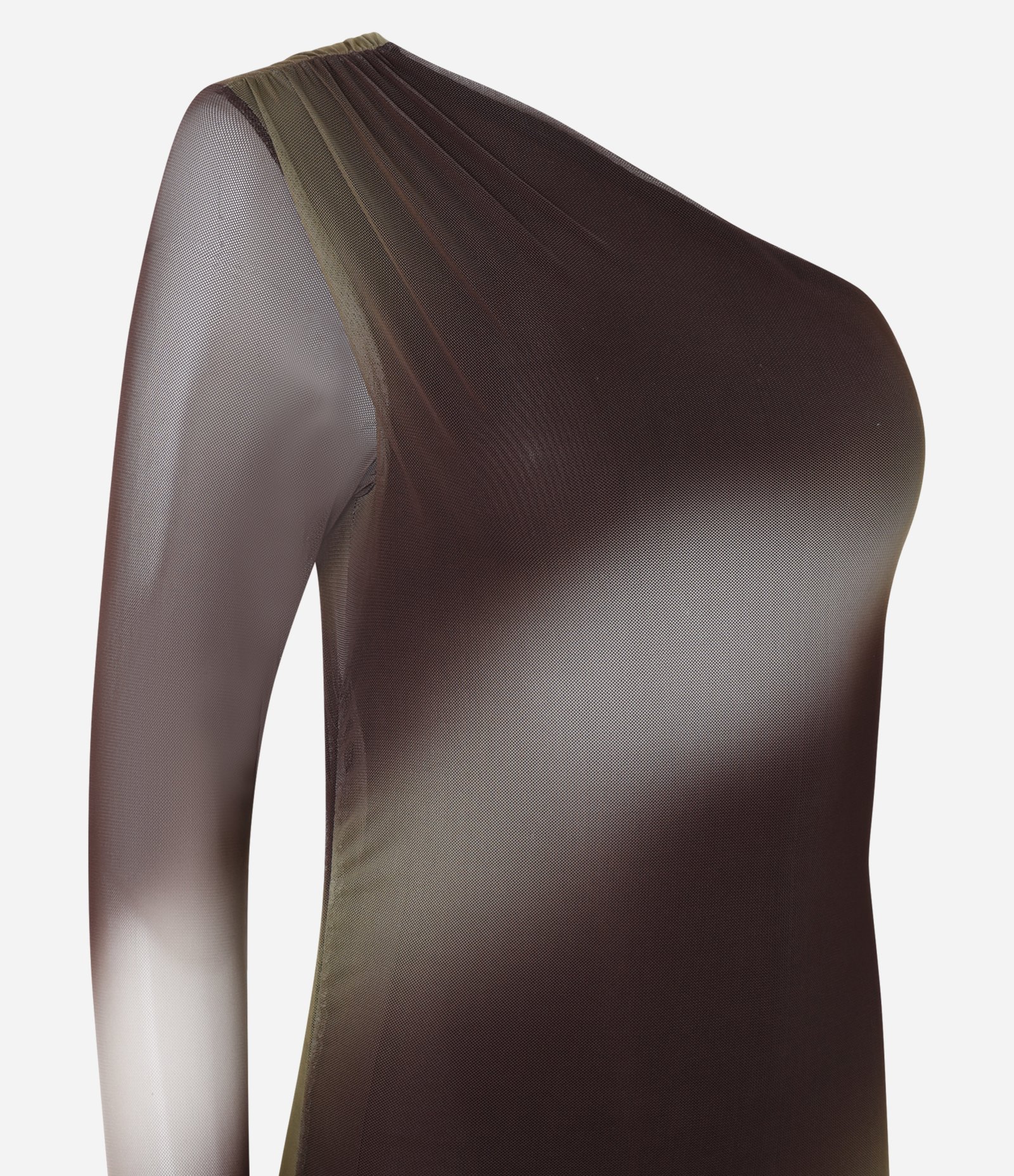 Vestido New Midi em Tule Manchado e Manga Longa Marrom 8