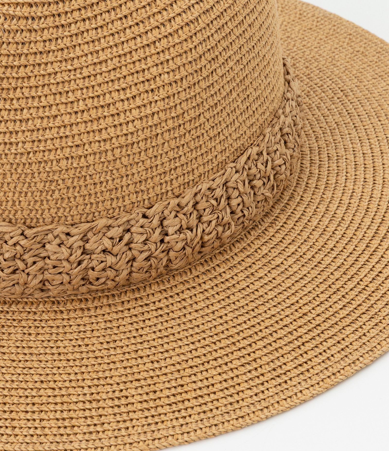 Chapéu de Palha com Faixa Trançada Bege 3