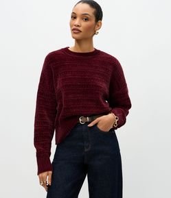Suéter Regular e Texturizado em Tricô Chenille