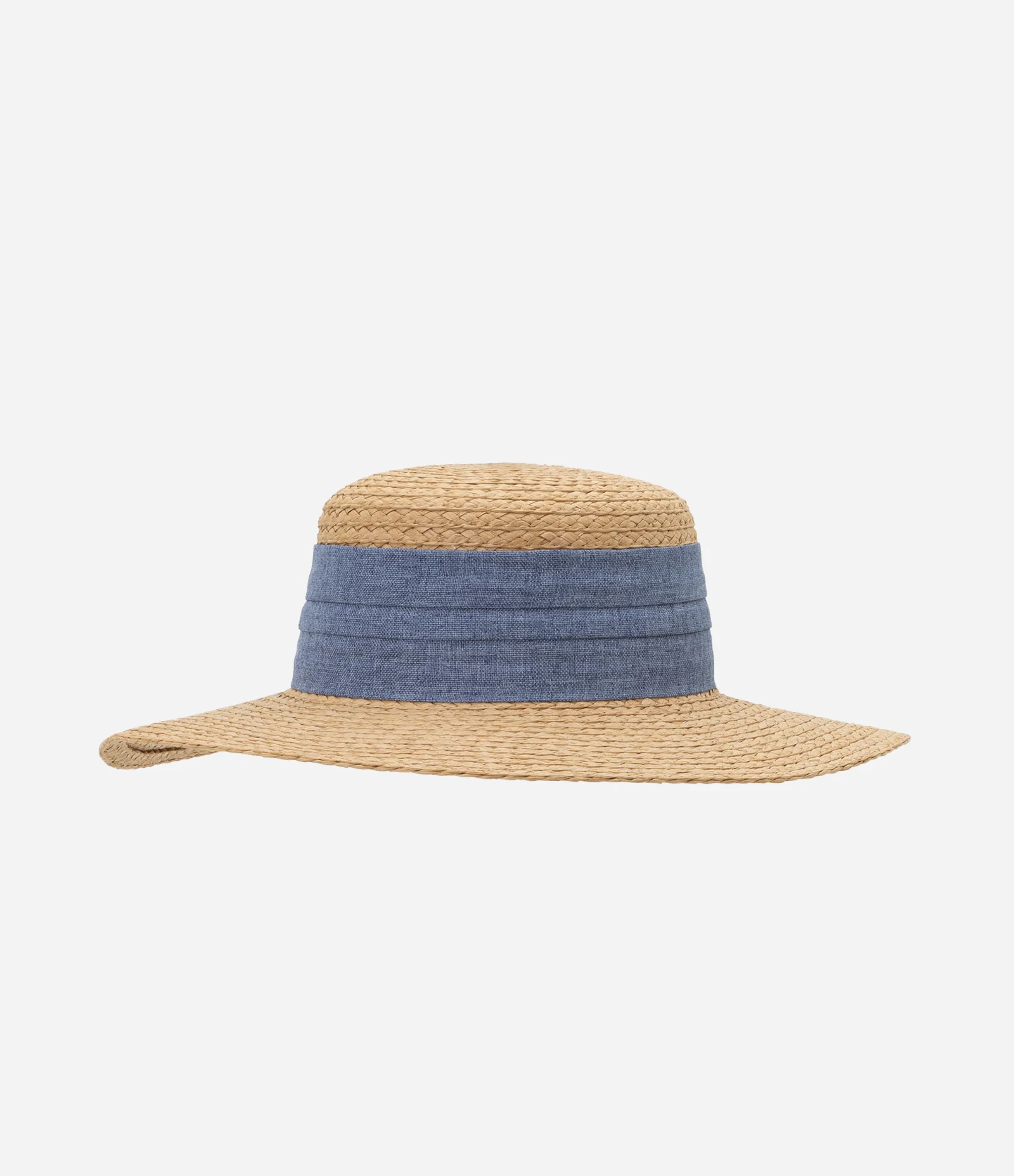 Chapéu de Palha Cabeça Reta com Faixa de Algodão Bege 2