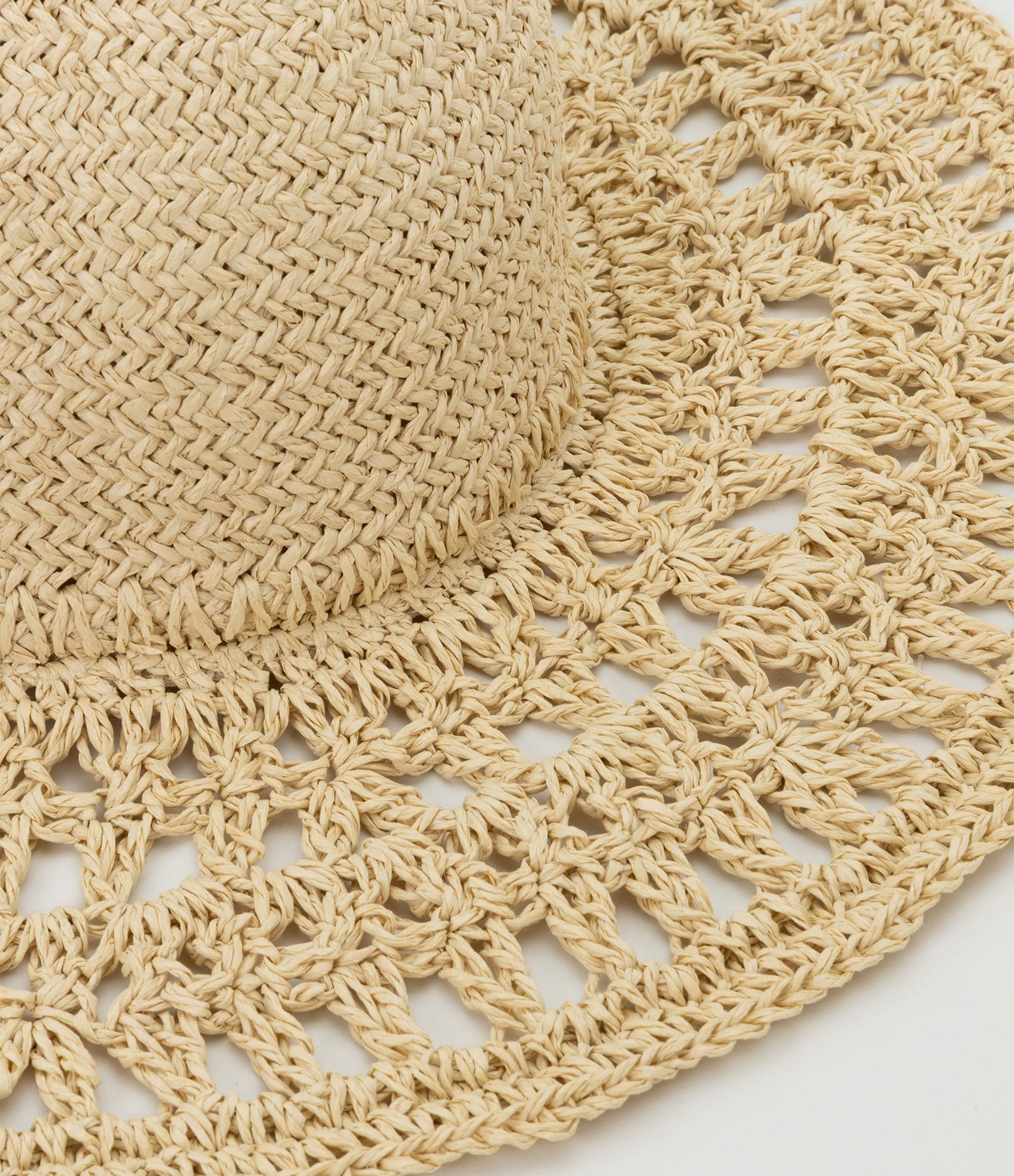 Chapéu de Palha com Trançado Aberto na Aba Bege 2