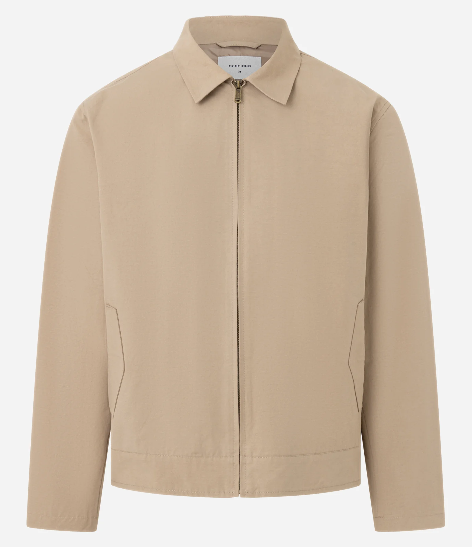 Jaqueta em Sarja com Gola Colarinho e Bolsos Marrom 1