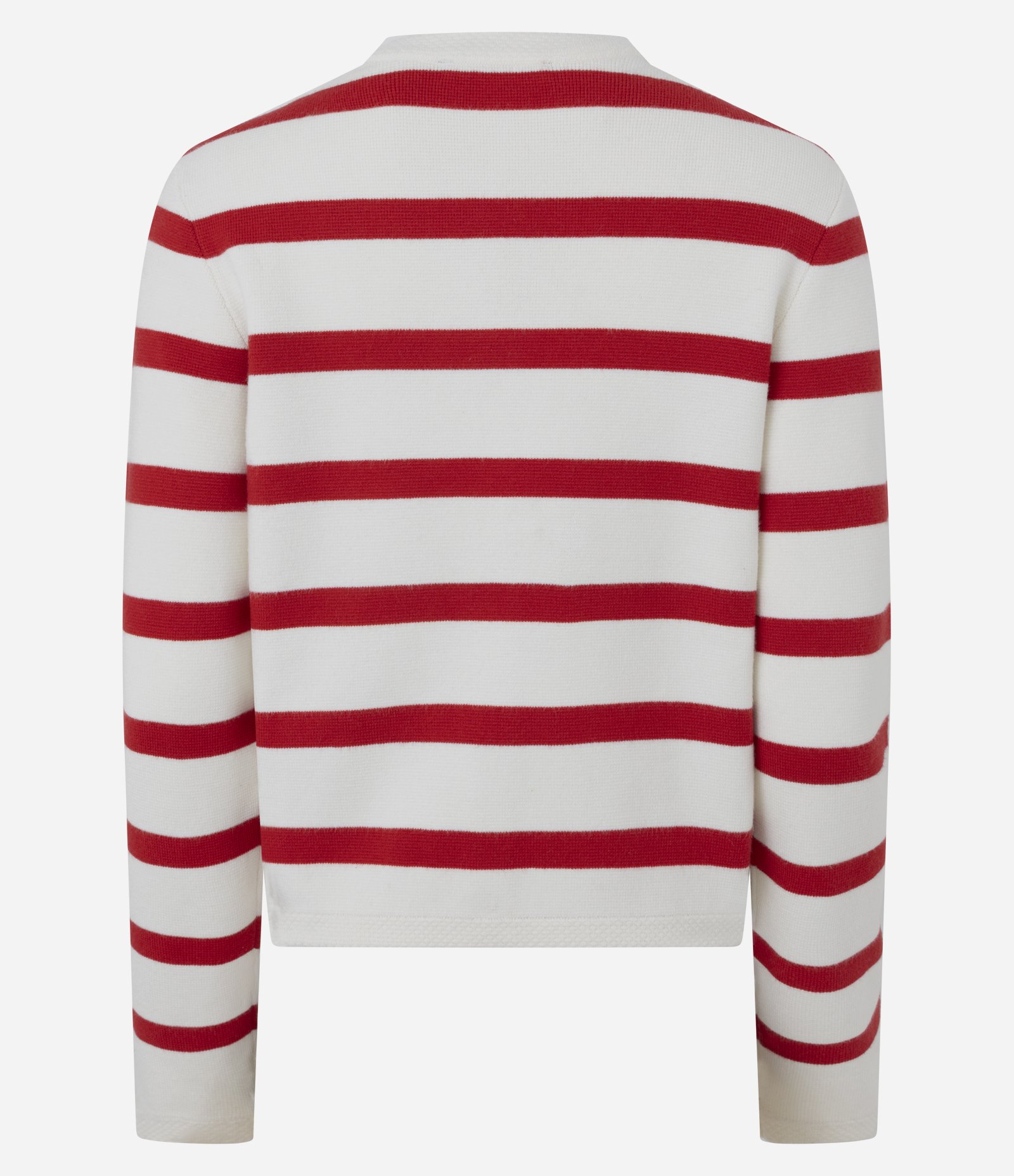 Cardigan Tricô Listrado com Botões Dourados Vermelho 3