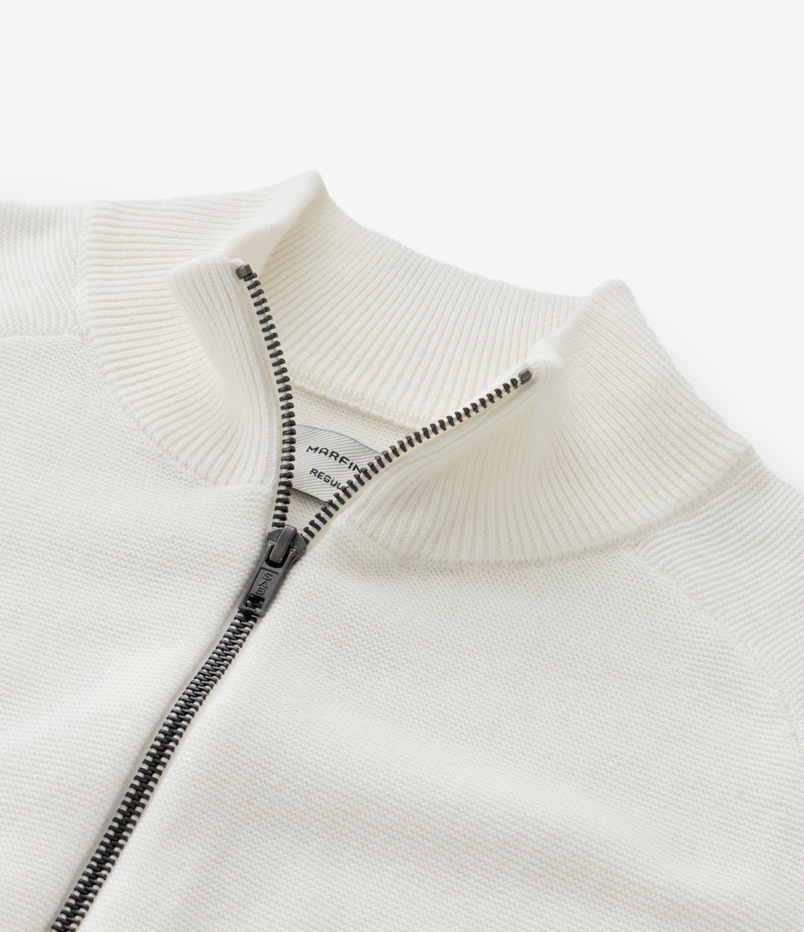 Blusão Aberto em Algodão com Zíper e Textura Branco 4