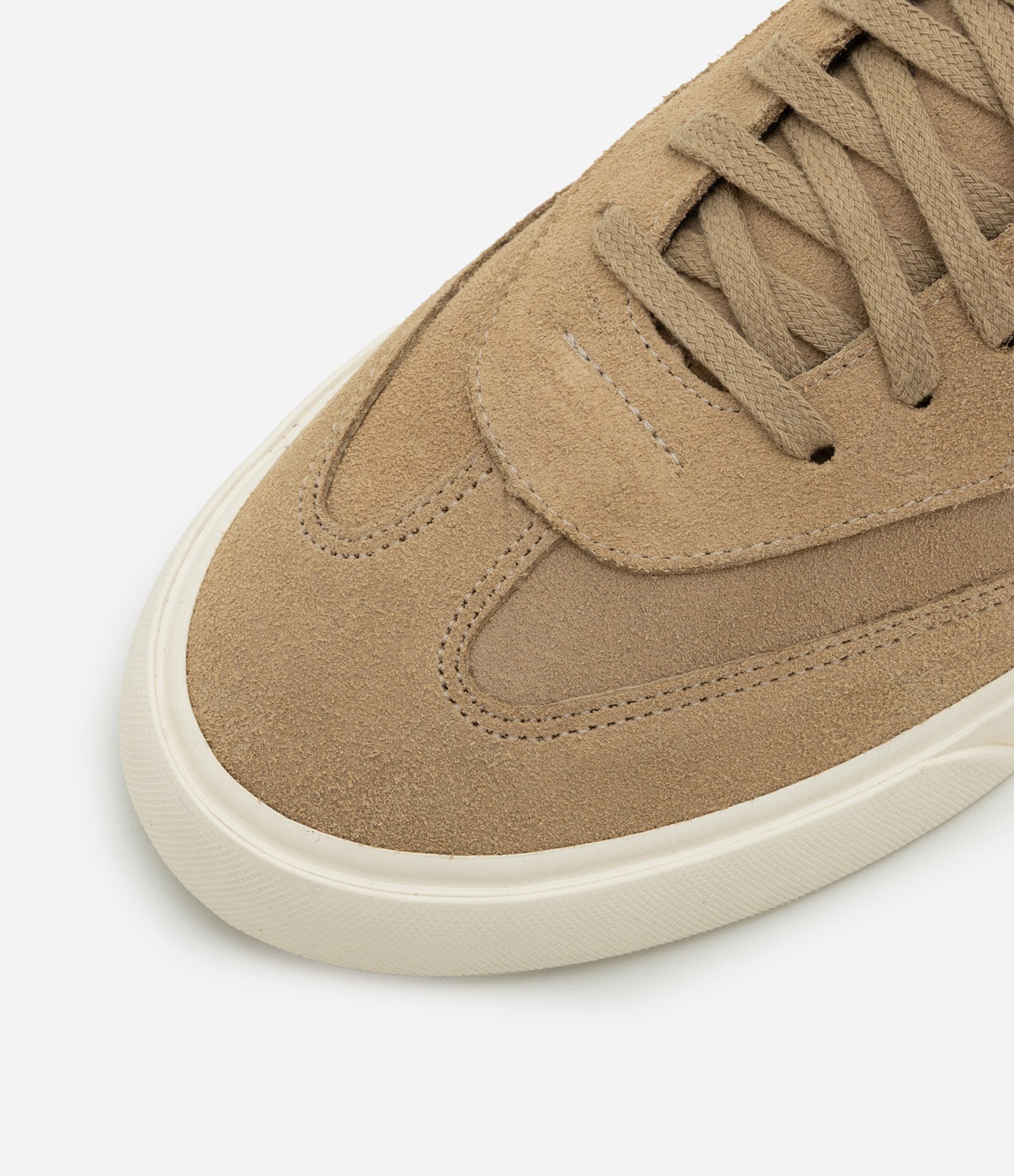 Tênis Casual em Camurça com Recortes Vulcanizado Bege 4