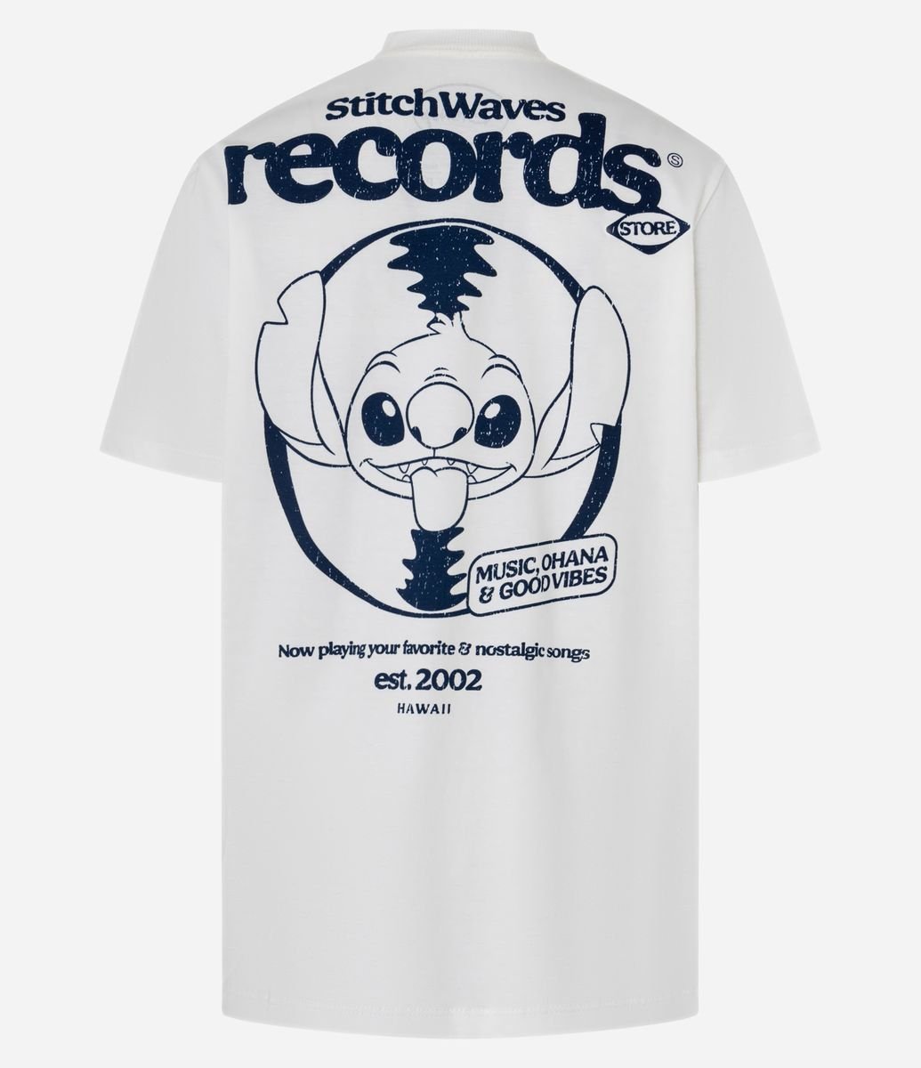 Camiseta T-Shirt em Algodão com Estampa Lilo & Stitich Records