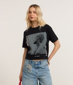 Camiseta Regular em Algodão com Estampa Justin Bieber