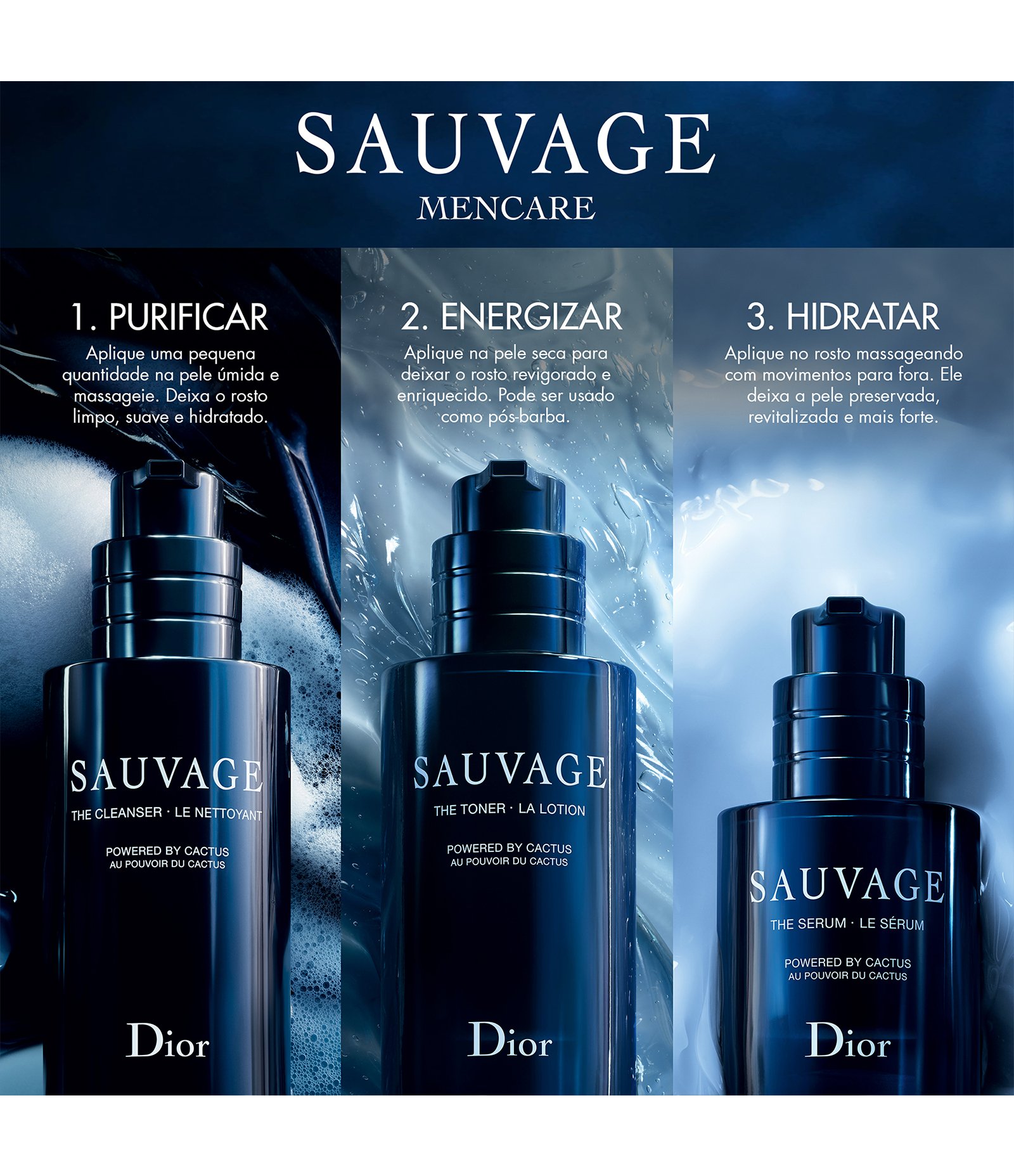 Sauvage Skincare Ritual Set Cleanser + Lotion + Serum  KIT 5