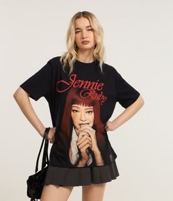 Camiseta em Algodão com Estampa e Lettering Jennie Ruby