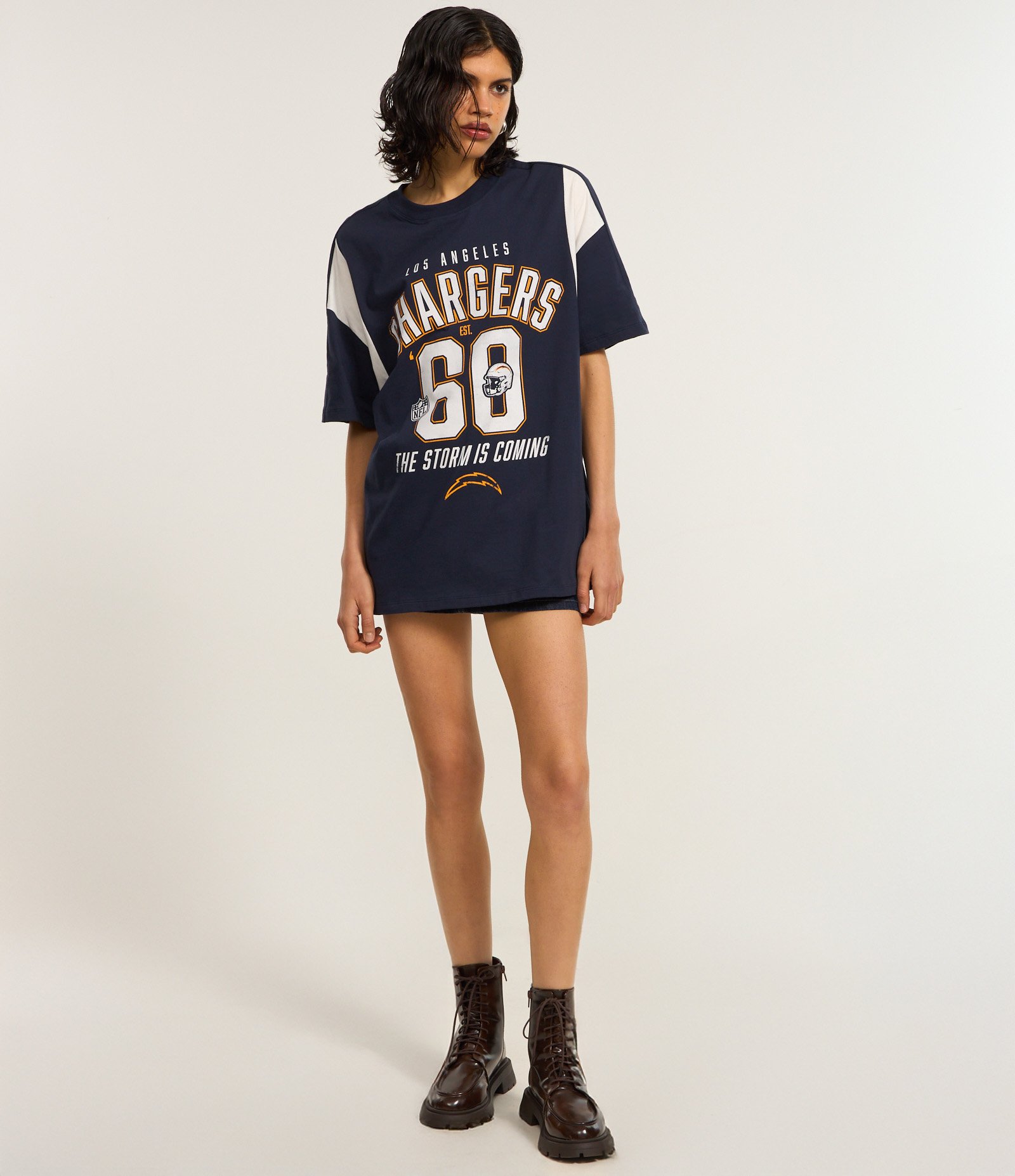 Camiseta Over Esportiva em Algodão com Estampa Chargers NFL Azul 3