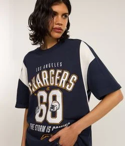 Camiseta Over Esportiva em Algodão com Estampa Chargers NFL