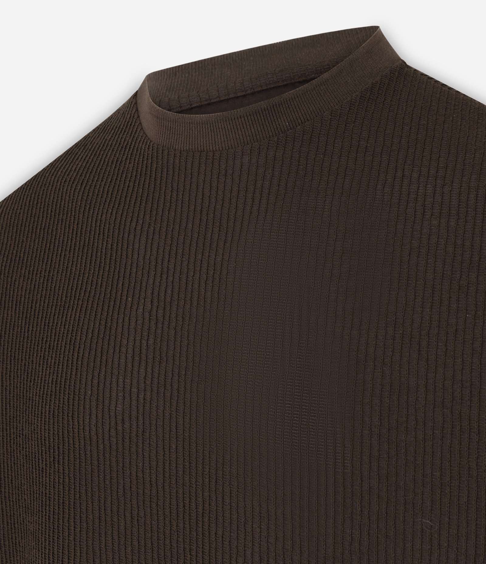 Camiseta T-shirt em Algodão Canelada Marrom 5