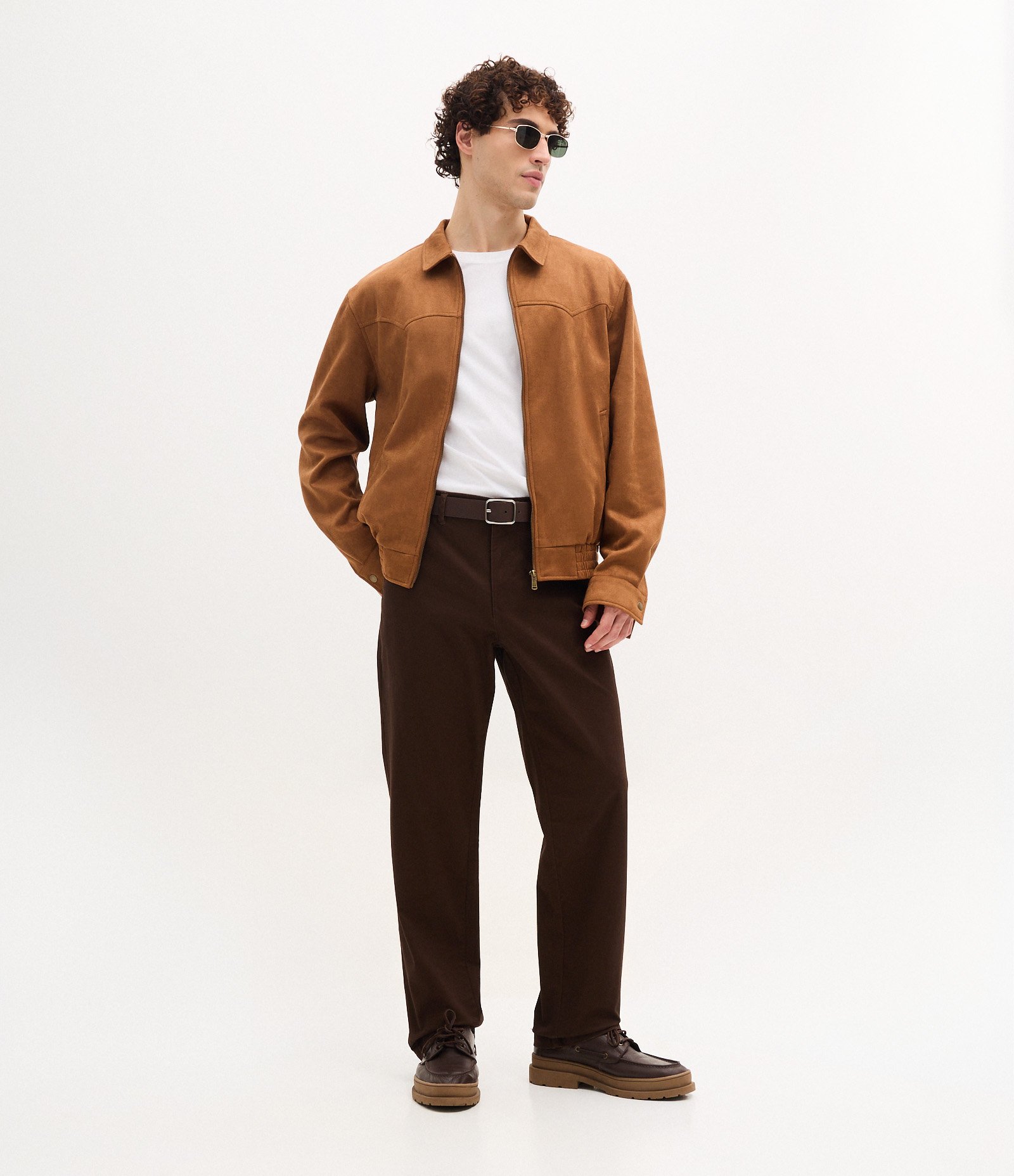 Jaqueta com Detalhes em Recorte e Barra com Elástico Marrom Médio 2