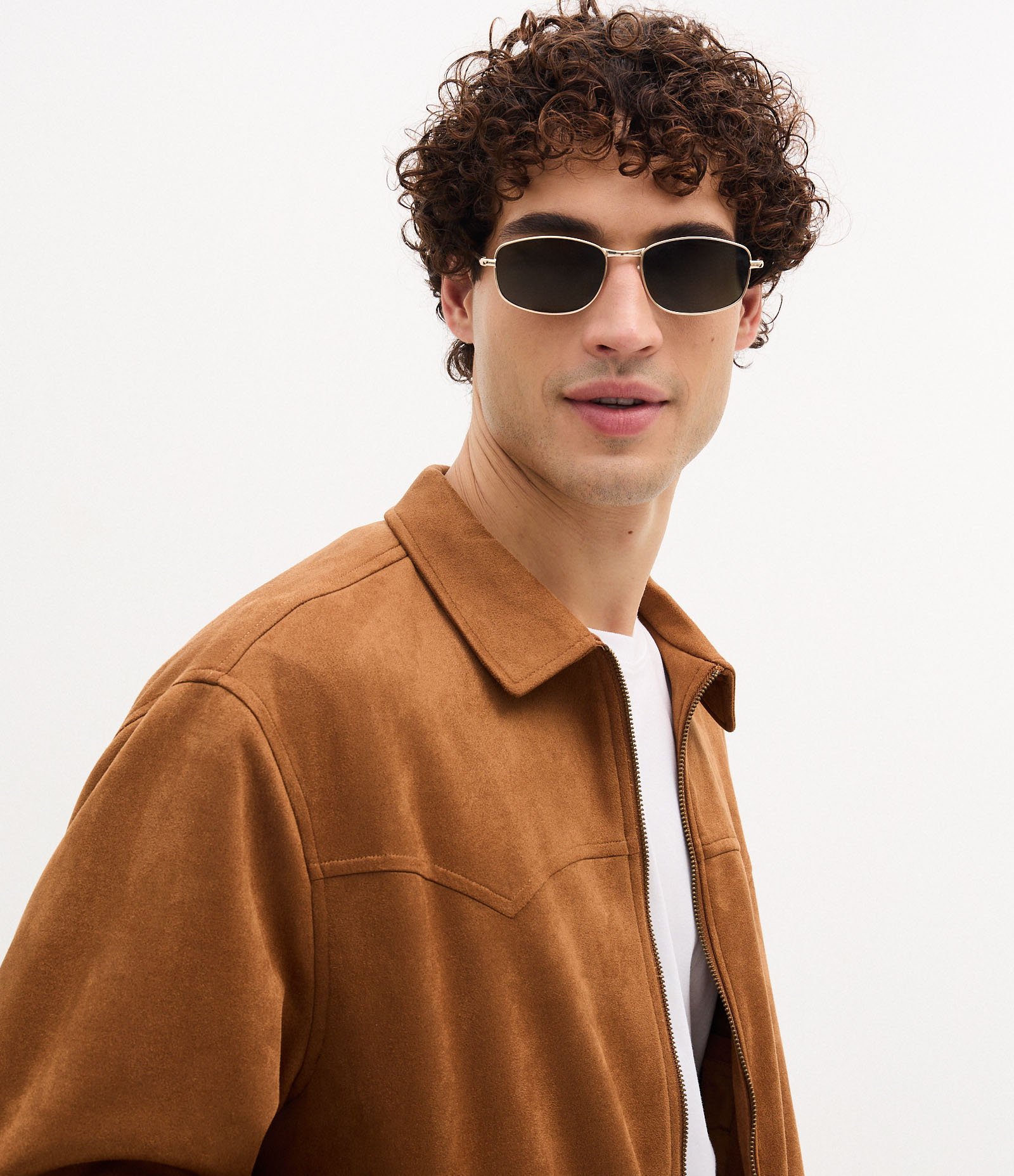 Jaqueta com Detalhes em Recorte e Barra com Elástico Marrom Médio 4