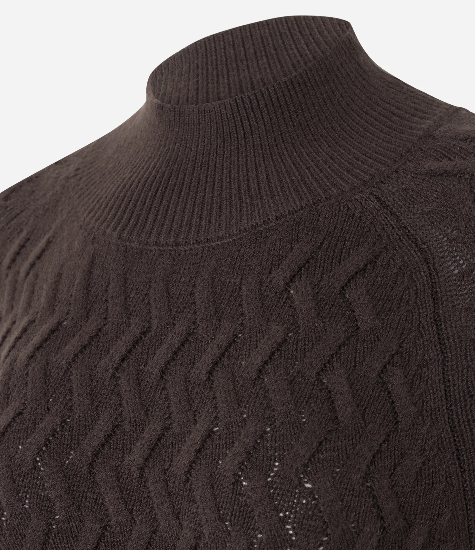 Suéter em Tricô com Textura Zig Zag Marrom 6